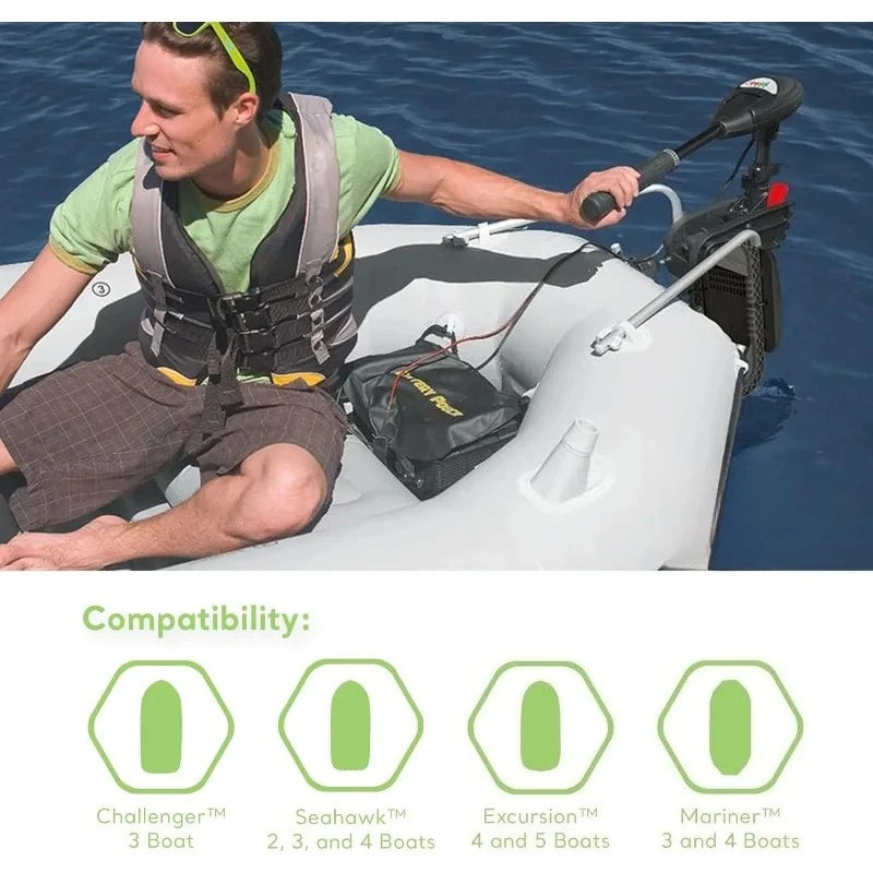 Transom Trolling Motor: Easy to Attach Built in Battery Meter.