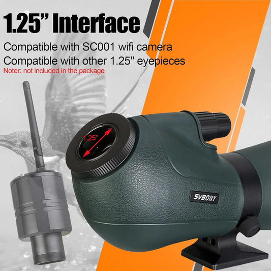 Angled 20-60x80 Spotting Scope, Dual Focus, IPX7 Waterproof.