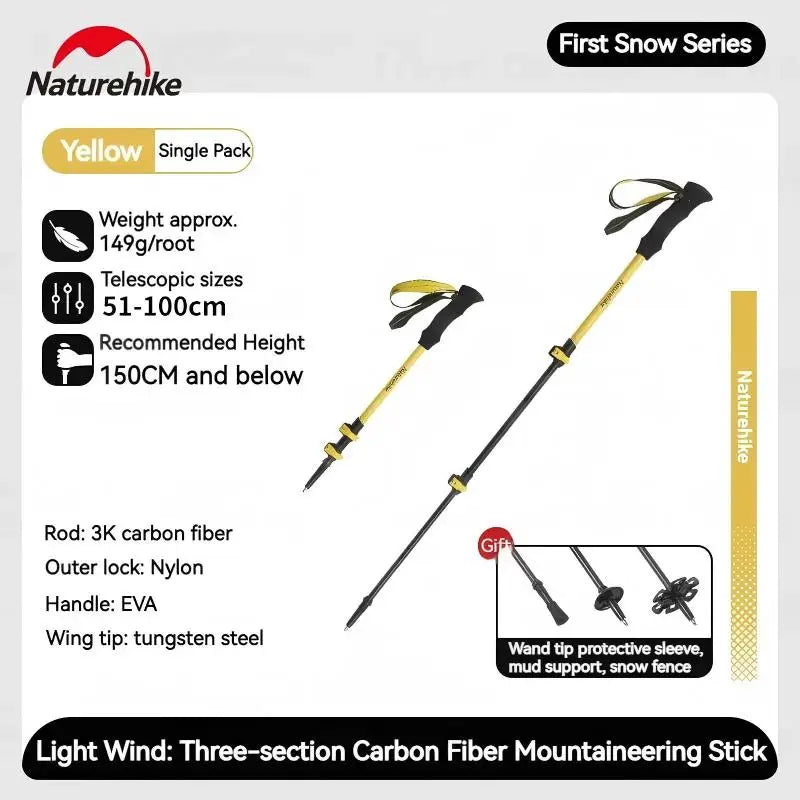 Hiking Stick Carbon Fiber Telescopic Ultralight Outdoor trekking
