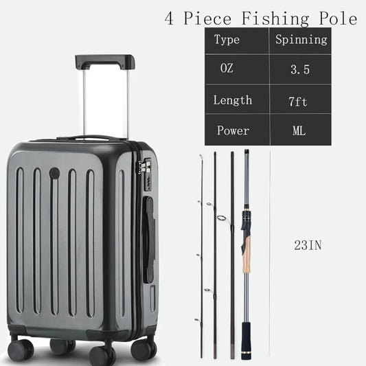 4 Piece 7 ft. Carbon Fiber Spinning Rod and Reel Combo with Carry Bag
