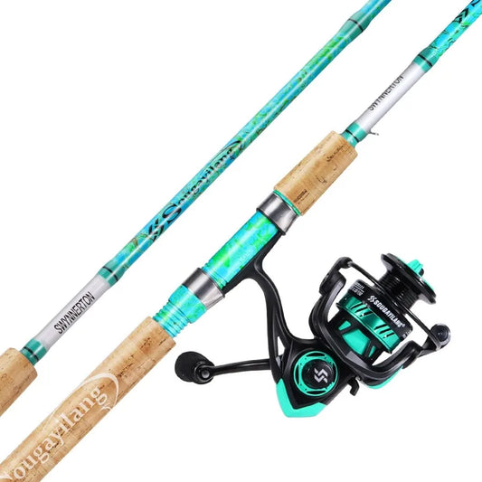 2 Piece 5 Foot 6 Inch Graphite Fiberglass Fishing Rod and Reel Combo