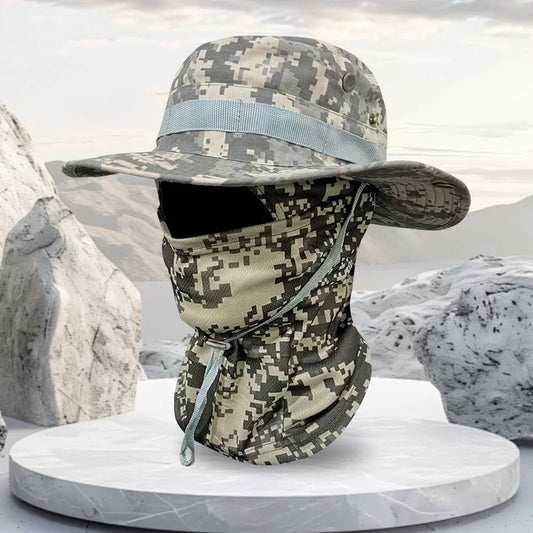 Sun Hat Full Face Mask Set Wide Brim
