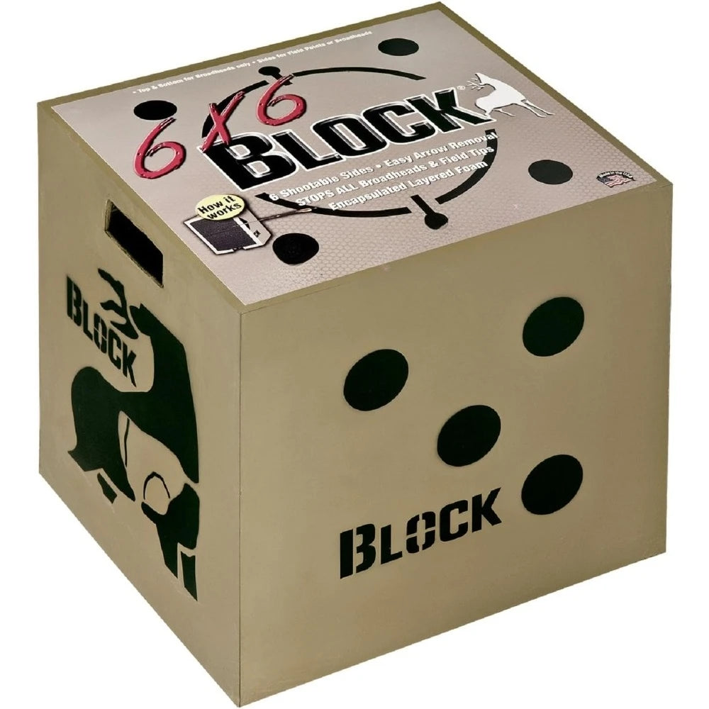 Block 6-Sided Arrow Archery Target with Polyfusion Technology, Black, 18 x 18 x 16