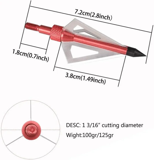 Hunting Broadheads 3 Blades Archery Broadheads 100 Grain 12 Pack.