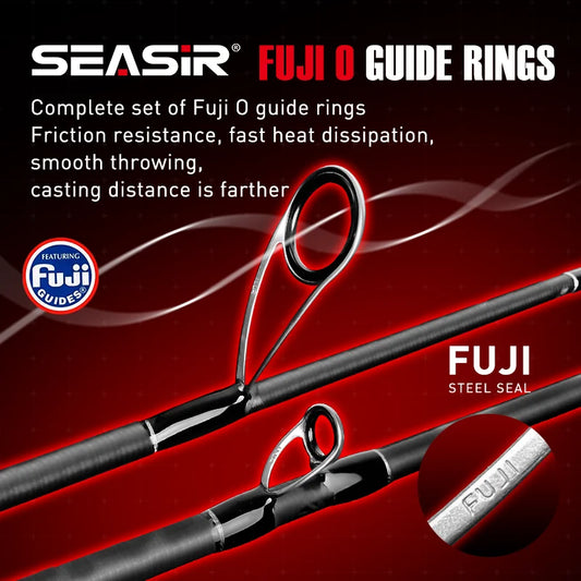 SEASIR Repeater Fishing Rod Fuji-O Guide Rings, Carbon High Sensitivity 2A Grade Cork Handle, 6Kg Super Drag