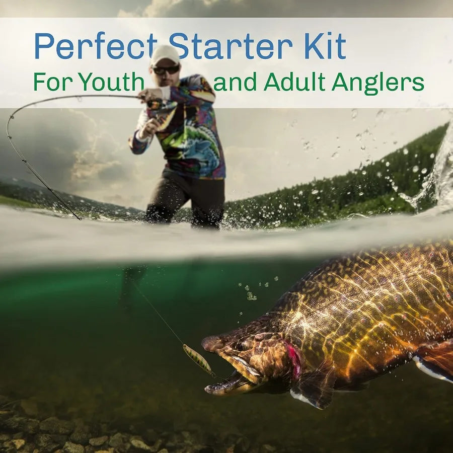 Fly Fishing Rod and Reel Combo with Carrying Case, Flies and Fishing Line for Outdoor Angling Adventures