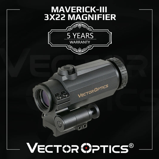 Maverick-III 3x22 Magnifier with Rubber Armed, Red Dot Scope Sight, AR 15