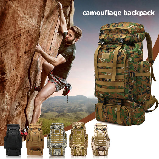 80L/600D Mountaineering Tactical Backpack Waterproof Climbing Rucksack