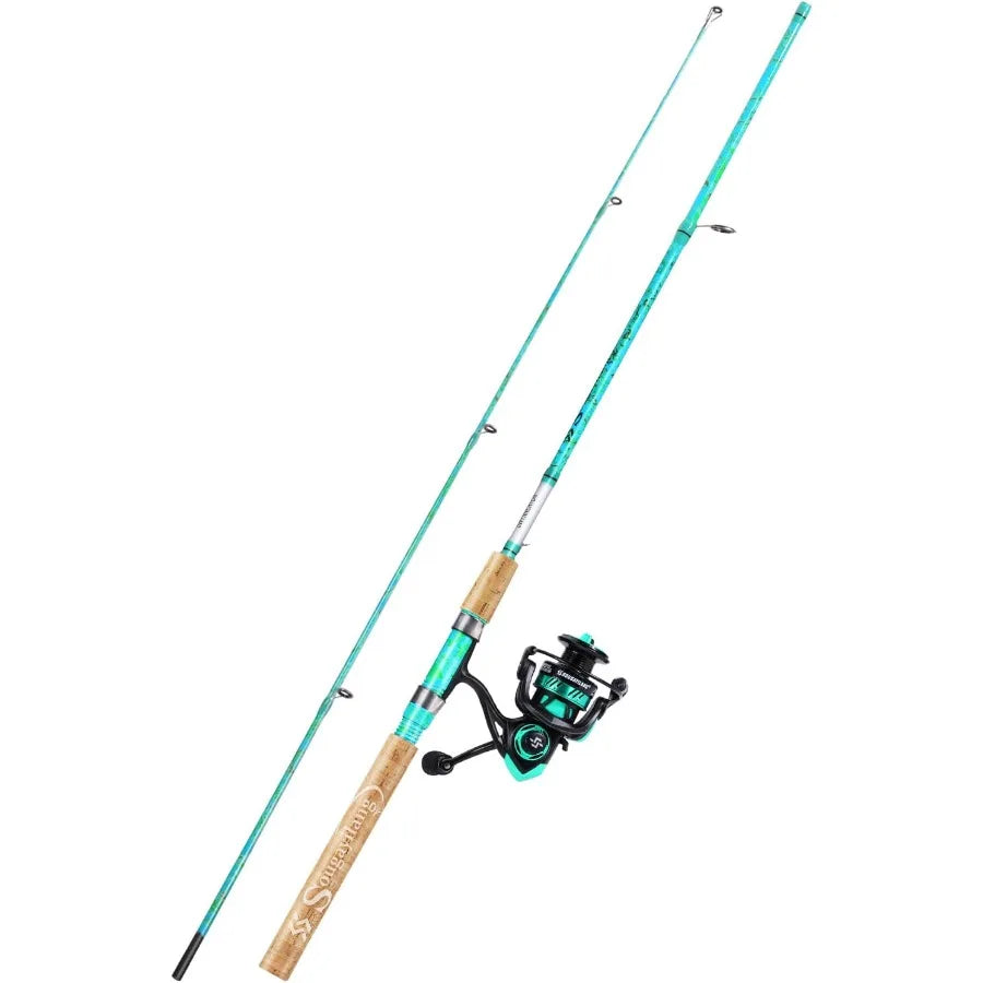2 Piece 5 Foot 6 Inch Graphite Fiberglass Fishing Rod and Reel Combo