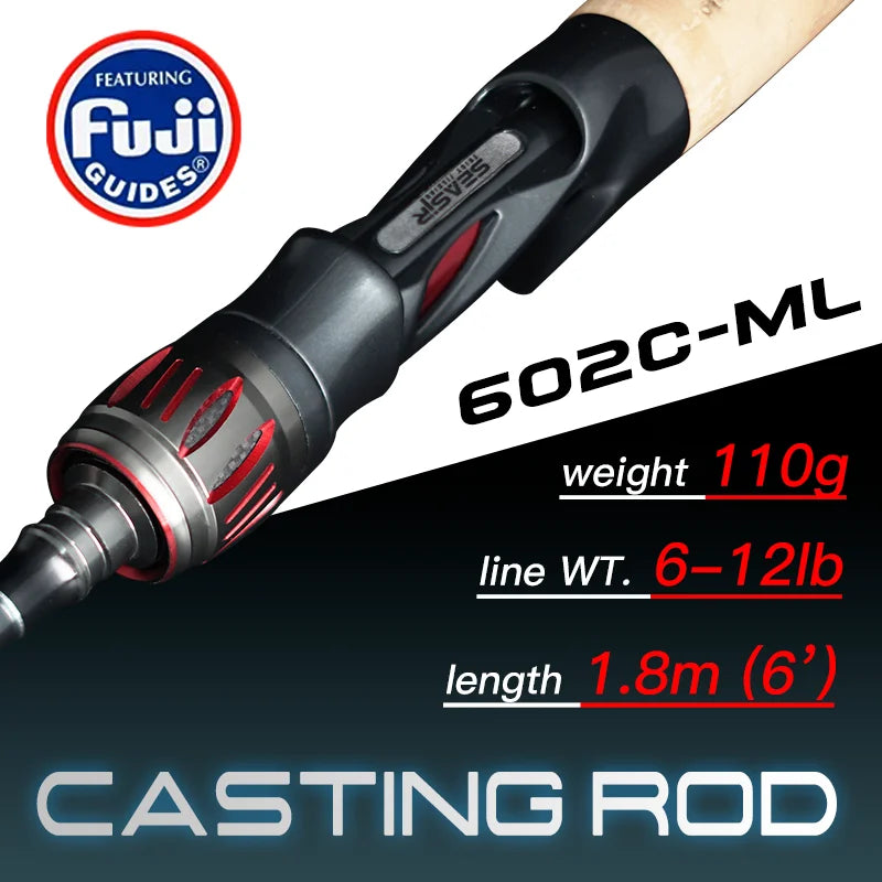 SEASIR Repeater Fishing Rod Fuji-O Guide Rings, Carbon High Sensitivity 2A Grade Cork Handle, 6Kg Super Drag