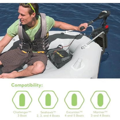 Transom Trolling Motor: Easy to Attach Built in Battery Meter.