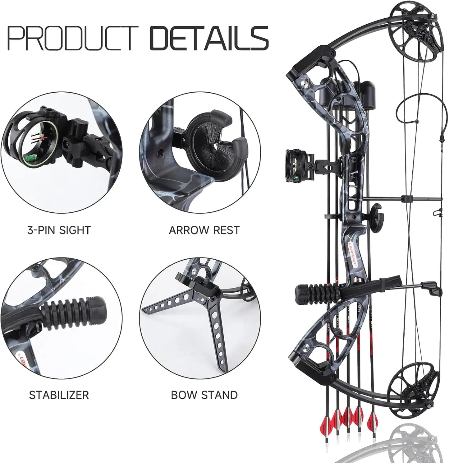 Compound Bow Archery Set - Right Hand Archery Compound Bows 30-70 lbs Draw Weight.