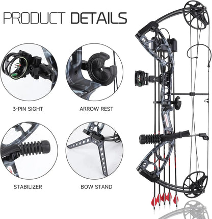 Compound Bow Archery Set - Right Hand Archery Compound Bows 30-70 lbs Draw Weight.