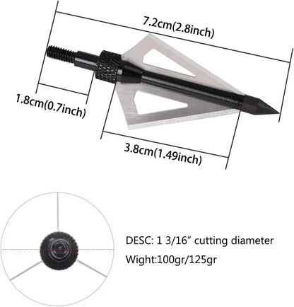 Hunting Broadheads 3 Blades Archery Broadheads 100 Grain 12 Pack.