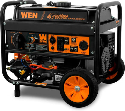 2025 Dual Fuel Portable Generator with Wheel Kit and Electric Start 4,750-Watt 120V/240V