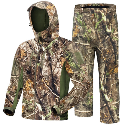 Hunting Clothes with Fleece Lining, Safety Strap Compatible, Water-Resistant, Silent Hunting Jacket and Pants.