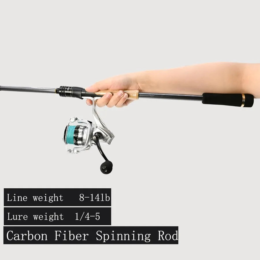 4 Piece 7 ft. Carbon Fiber Spinning Rod and Reel Combo with Carry Bag