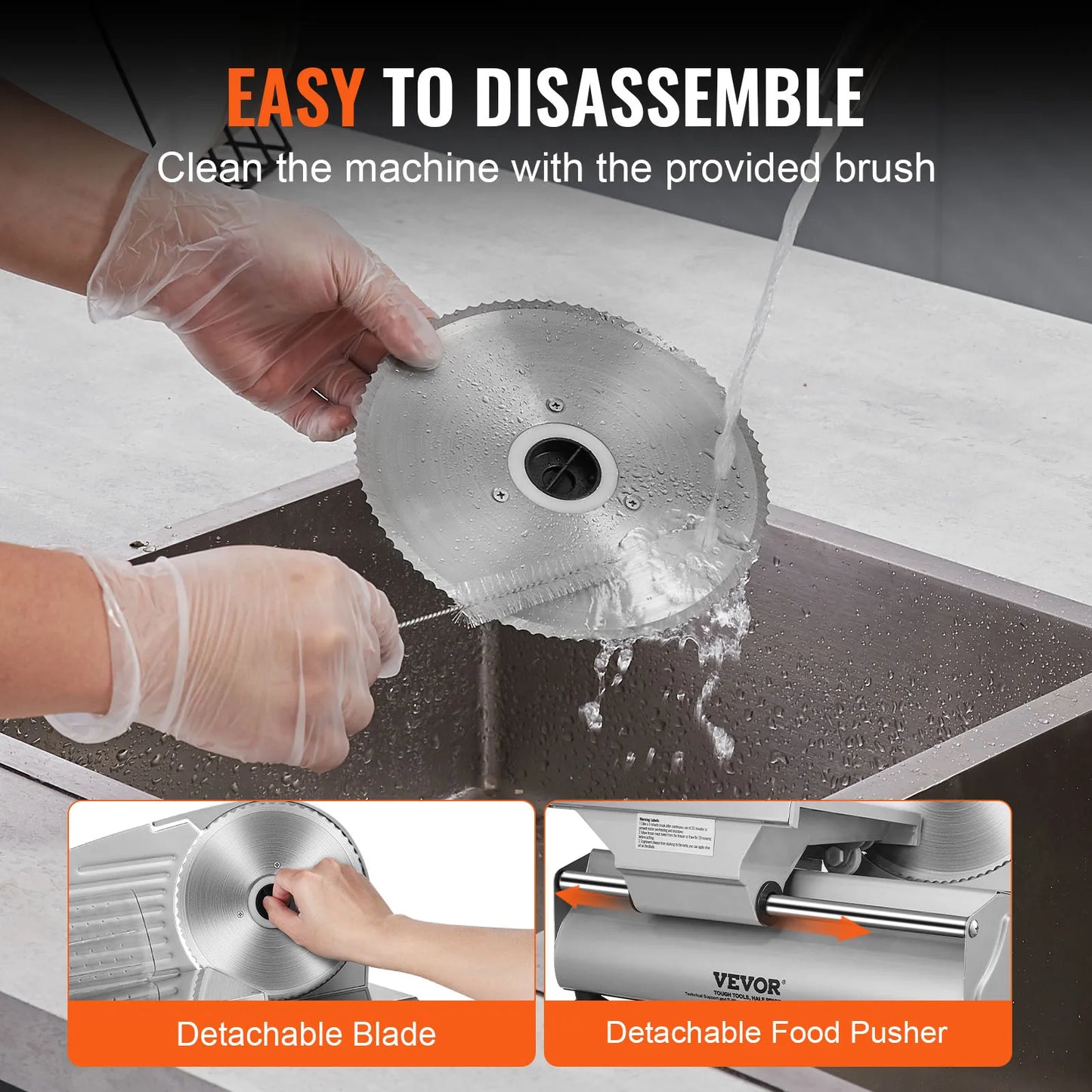 Meat Slicer Electric Deli Food Slicer SUS 420 Stainless Steel Blade and Blade Guard Adjustable Thickness