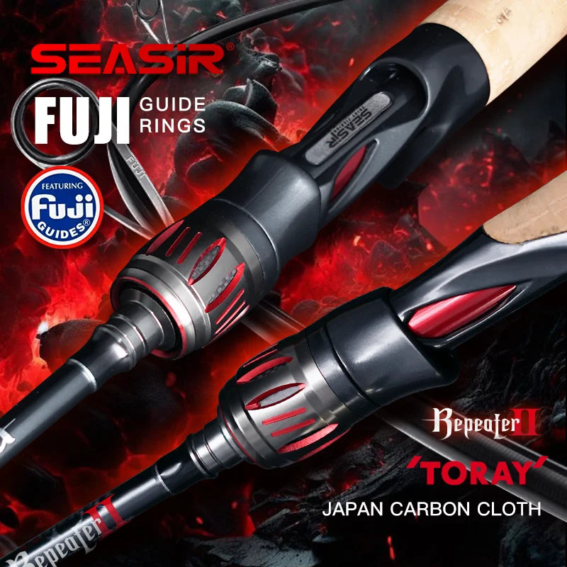 SEASIR Repeater Fishing Rod Fuji-O Guide Rings, Carbon High Sensitivity 2A Grade Cork Handle, 6Kg Super Drag