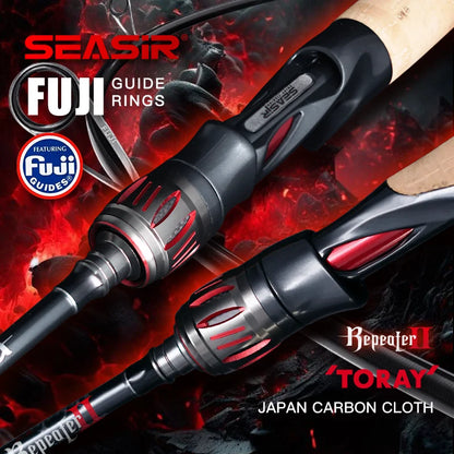 SEASIR Repeater Fishing Rod Fuji-O Guide Rings, Carbon High Sensitivity 2A Grade Cork Handle, 6Kg Super Drag
