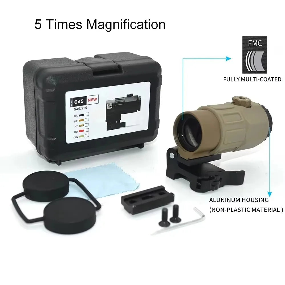 G33 G43 G45 Sight Fixed 3X 5X Magnifier Scope with Switch to Side Quick Detachable QD Mount