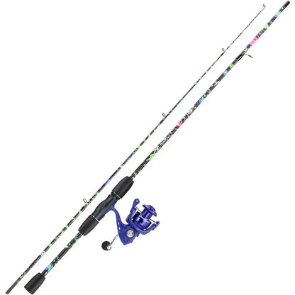2 Piece 6 Foot Graphite and Fiberglass Fishing Rod Combo with Anti Reverse Spinning Reel for Freshwater and Saltwater