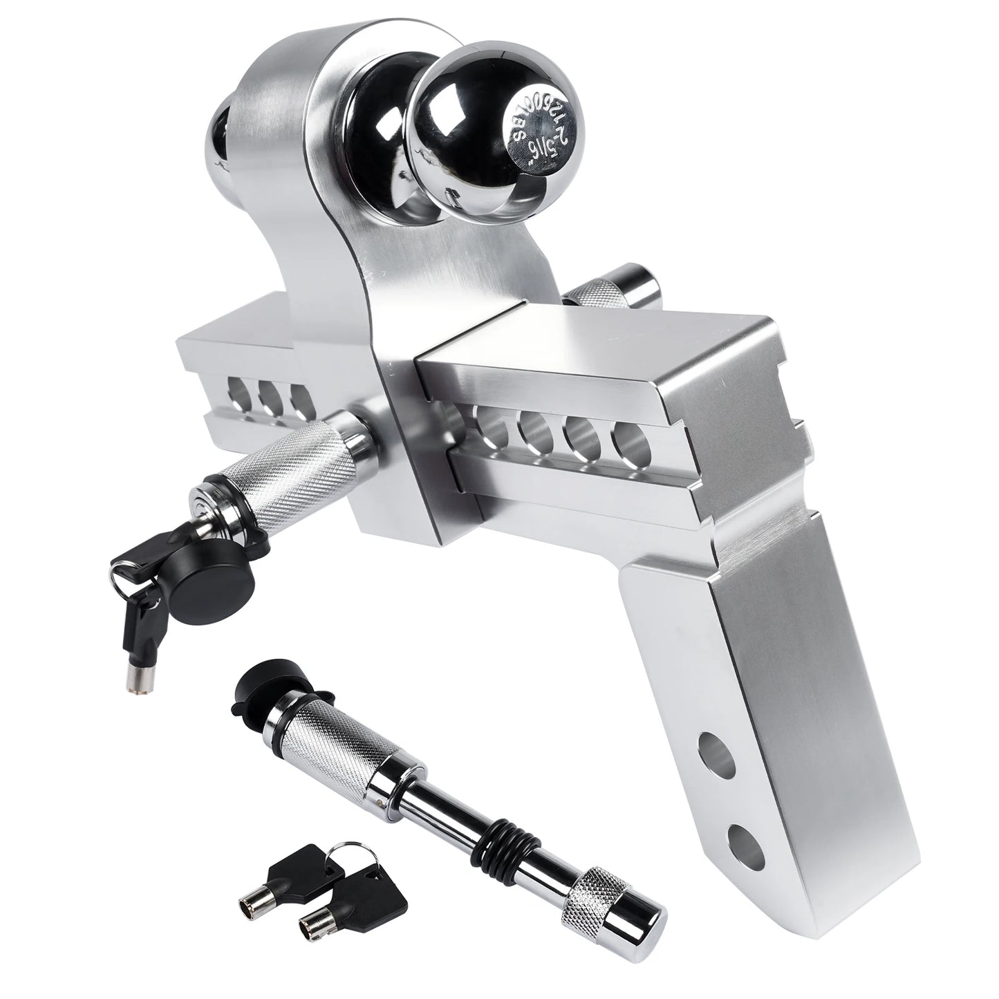 Adjustable Trailer Hitch for 2'' Receiver 10'' Drop Rise Tow Drop Hitch 12500LBS