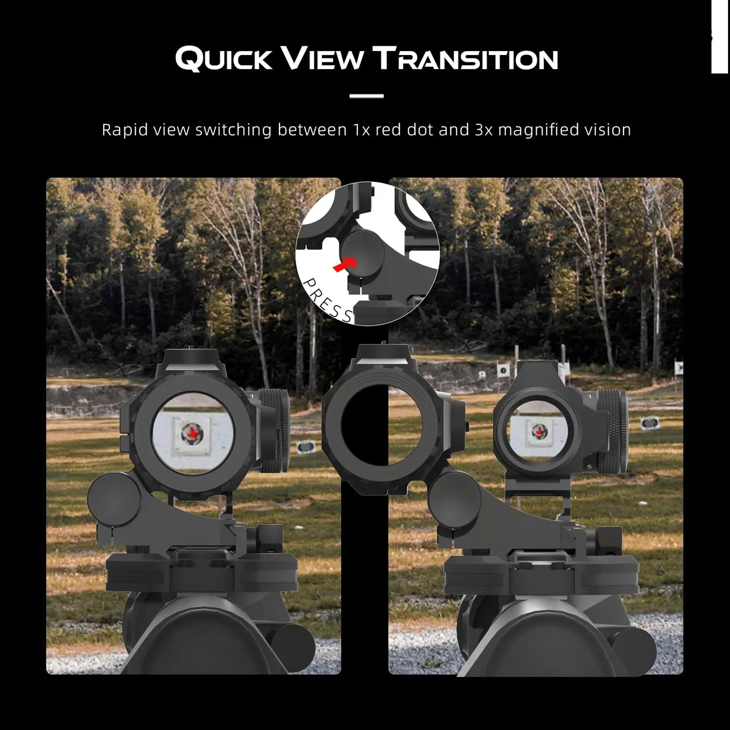 Maverick-III 3x22 Magnifier with Rubber Armed, Red Dot Scope Sight, AR 15