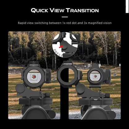 Maverick-III 3x22 Magnifier with Rubber Armed, Red Dot Scope Sight, AR 15