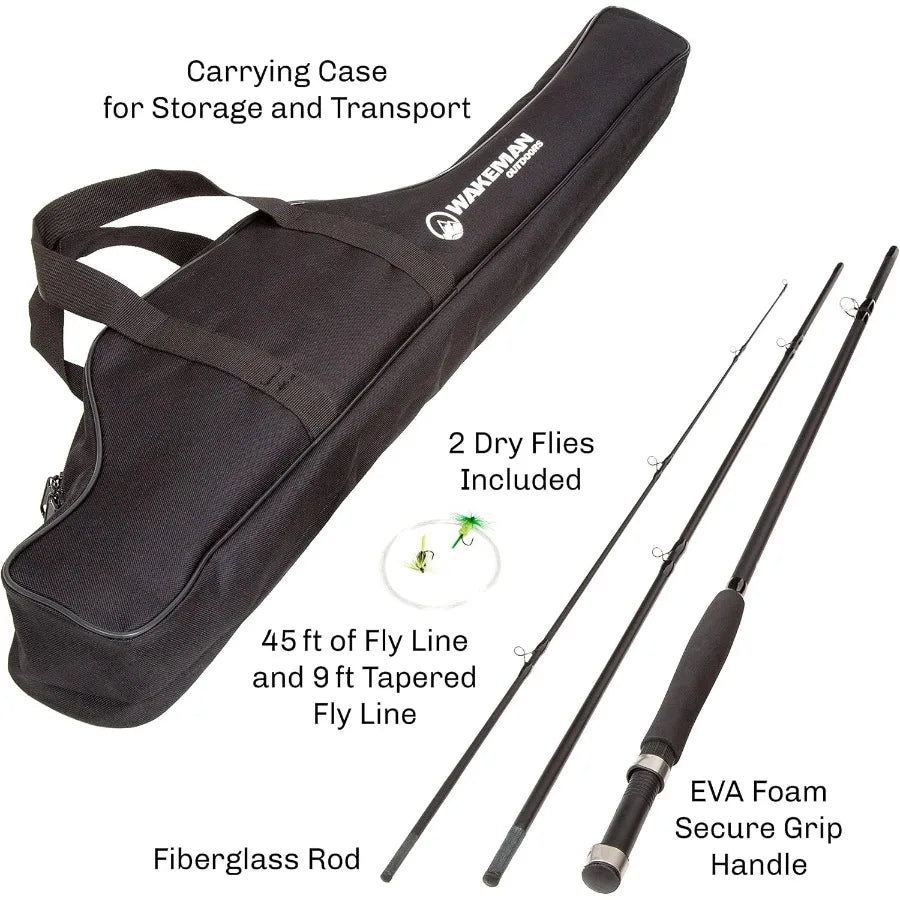 Fly Fishing Rod and Reel Combo with Carrying Case, Flies and Fishing Line for Outdoor Angling Adventures