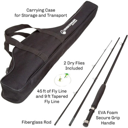 Fly Fishing Rod and Reel Combo with Carrying Case, Flies and Fishing Line for Outdoor Angling Adventures