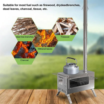 Tent wood Burning Stove for Outdoor Heating & Cooking