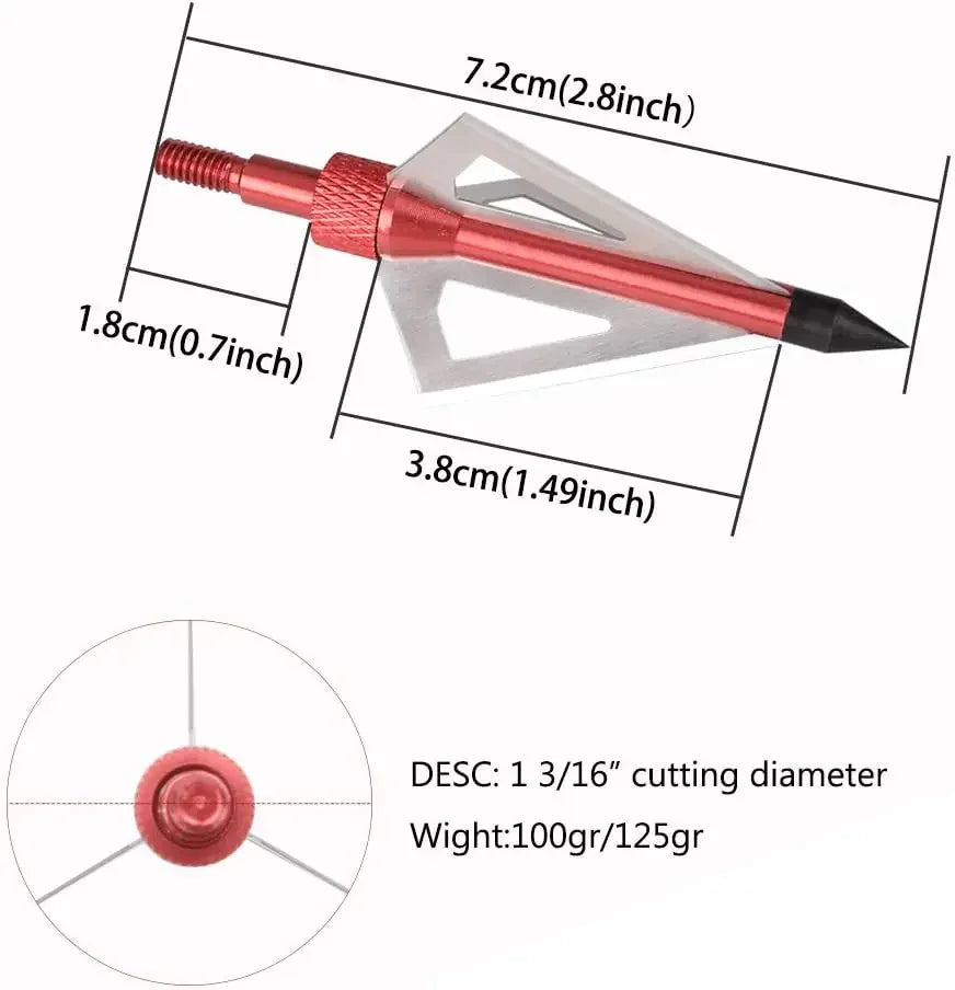 Hunting Broadheads 3 Blades Archery Broadheads 100 Grain 12 Pack.