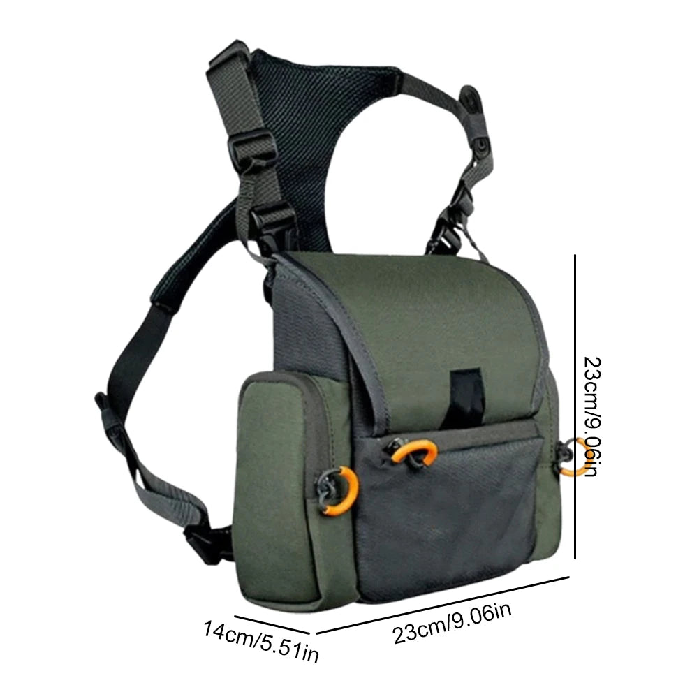 Binocular Harness Chest Pack with Rangefinder Pocket Adjustable Large Capacity Bino Case for Hunting Hiking