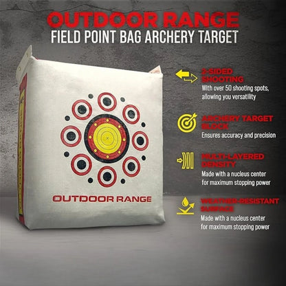 Outdoor Weatherproof Durable Range Adult Field Point Archery Bag with 50 Bullseyes, Nucleus Center, and IFS Technology- NEW