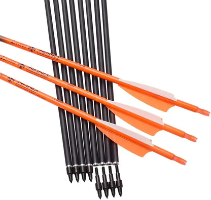 Carbon Hunting Arrows Spine 500 with 100 Grain with Screw Tips. Green/Orange, Arrows for Compound Bows 28 "