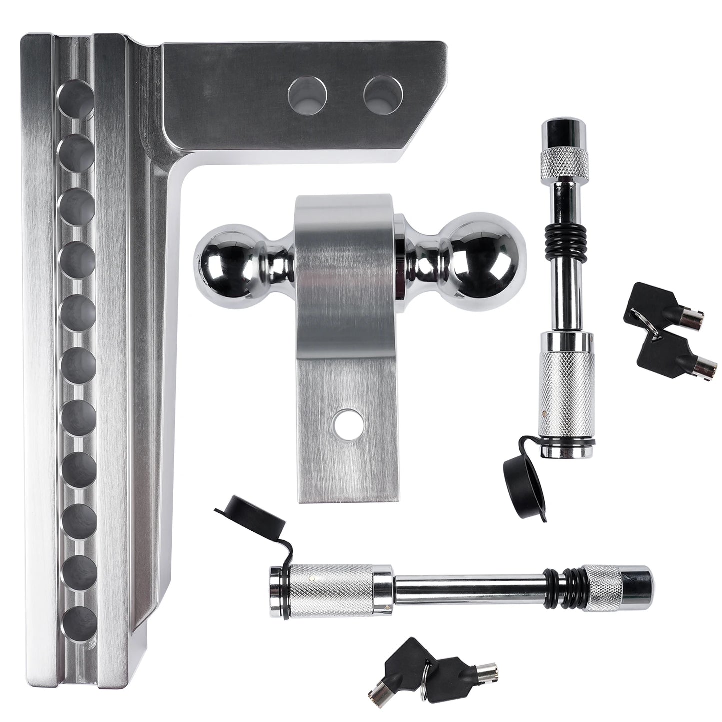 Adjustable Trailer Hitch for 2'' Receiver 10'' Drop Rise Tow Drop Hitch 12500LBS