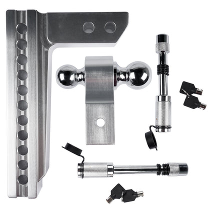 Adjustable Trailer Hitch for 2'' Receiver 10'' Drop Rise Tow Drop Hitch 12500LBS