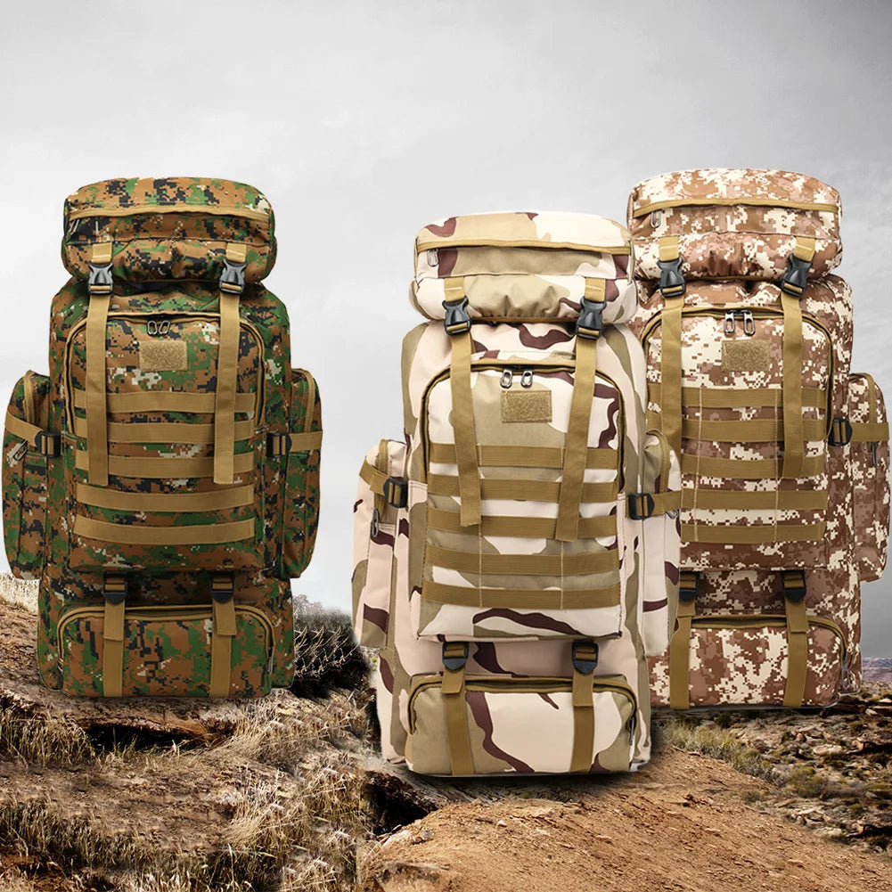 80L/600D Mountaineering Tactical Backpack Waterproof Climbing Rucksack