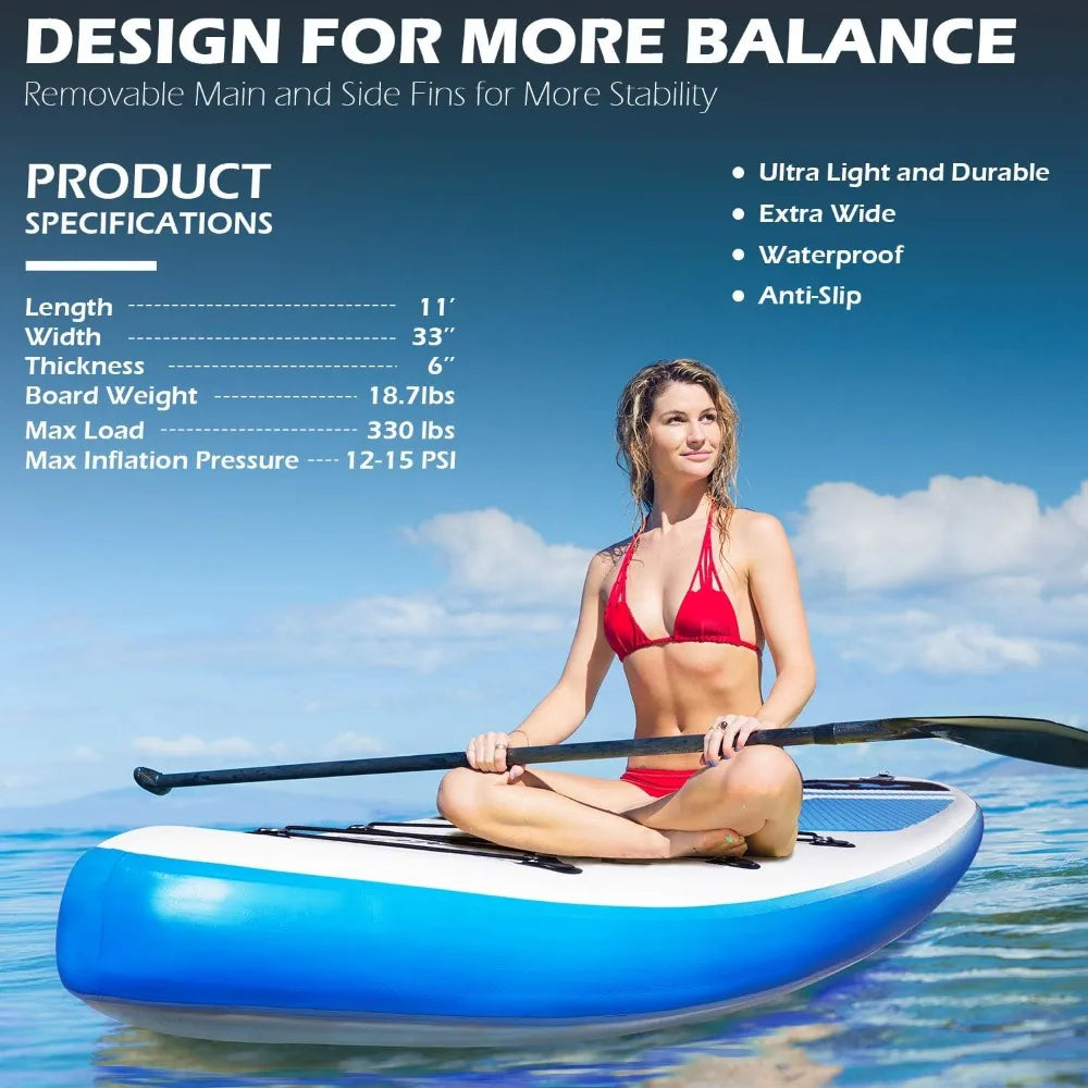 Paddle Board 11'x33 x6 Extra Wide Inflatable Stand Up Paddle Board.