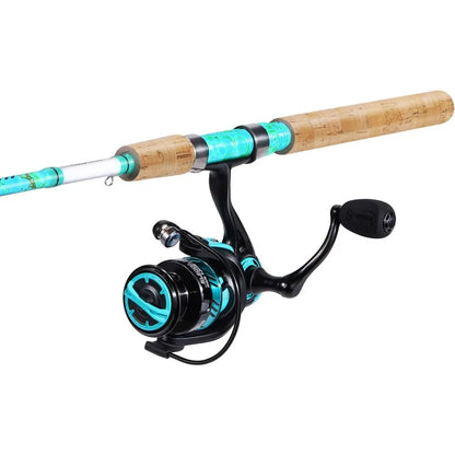 2 Piece 5 Foot 6 Inch Graphite Fiberglass Fishing Rod and Reel Combo