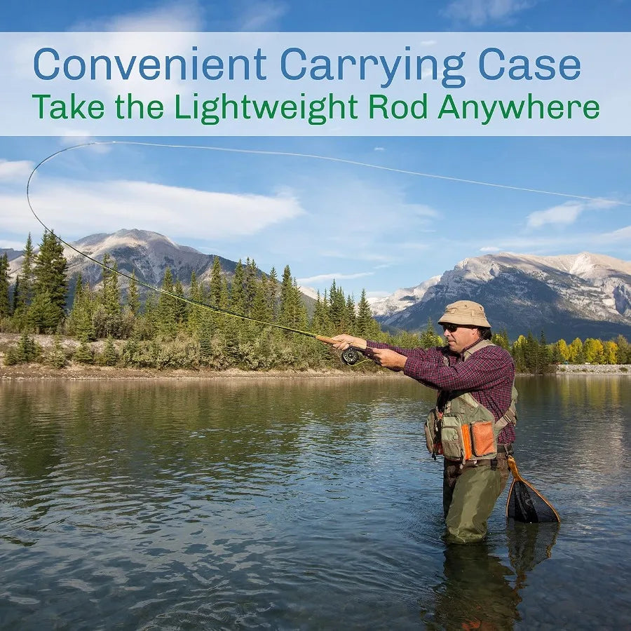 Fly Fishing Rod and Reel Combo with Carrying Case, Flies and Fishing Line for Outdoor Angling Adventures