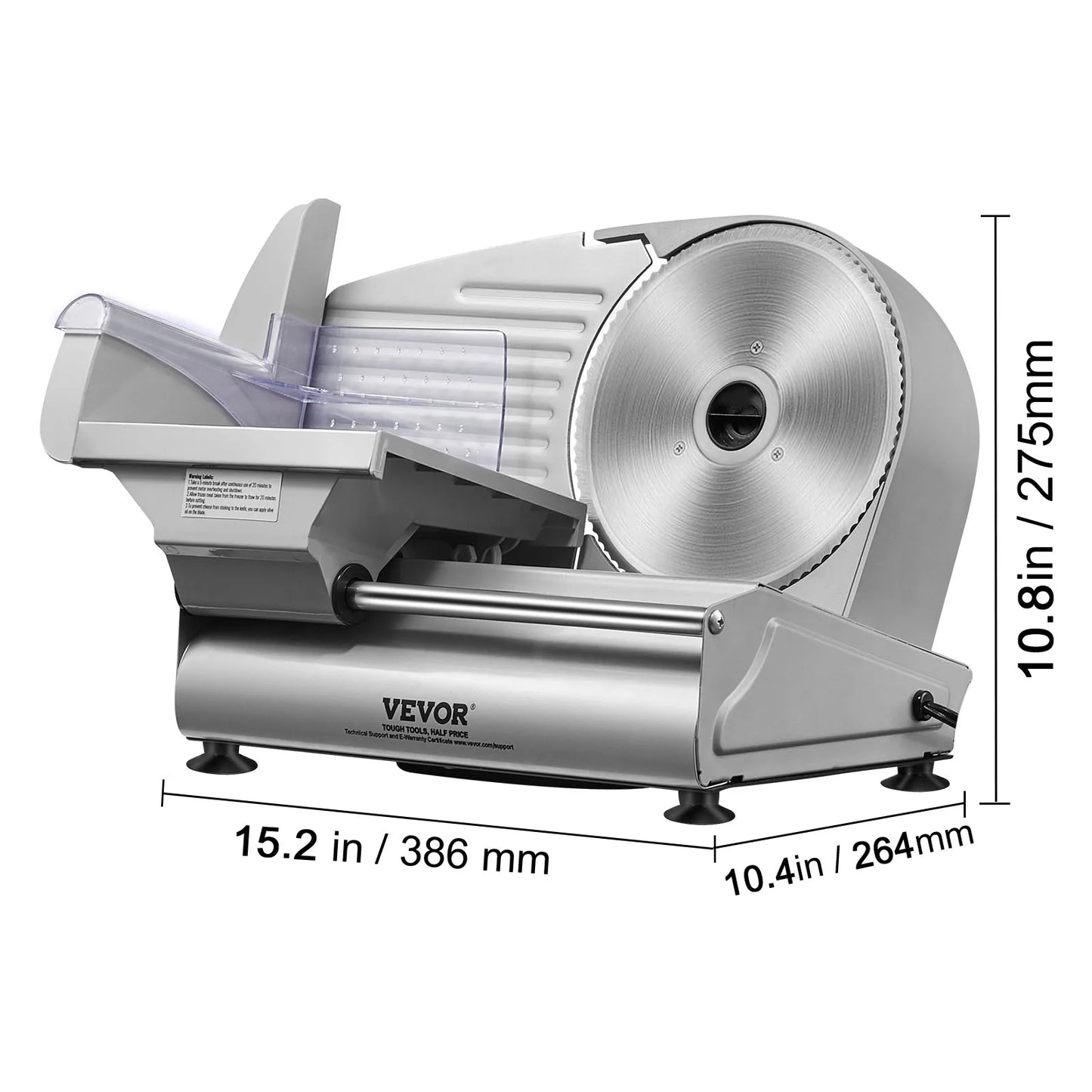Meat Slicer Electric Deli Food Slicer SUS 420 Stainless Steel Blade and Blade Guard Adjustable Thickness
