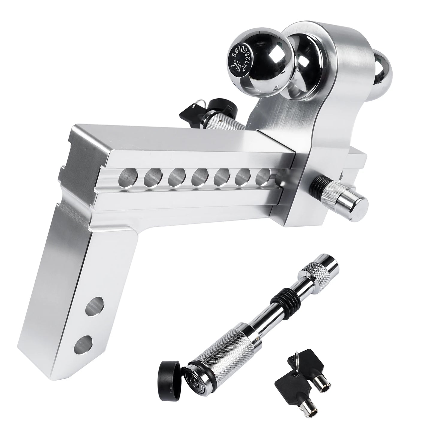 Adjustable Trailer Hitch for 2'' Receiver 10'' Drop Rise Tow Drop Hitch 12500LBS
