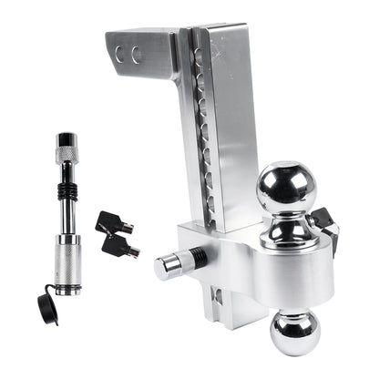 Adjustable Trailer Hitch for 2'' Receiver 10'' Drop Rise Tow Drop Hitch 12500LBS