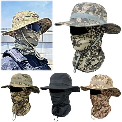 Sun Hat Full Face Mask Set Wide Brim