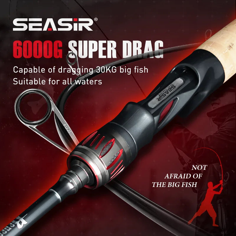 SEASIR Repeater Fishing Rod Fuji-O Guide Rings, Carbon High Sensitivity 2A Grade Cork Handle, 6Kg Super Drag