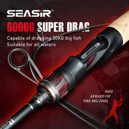 SEASIR Repeater Fishing Rod Fuji-O Guide Rings, Carbon High Sensitivity 2A Grade Cork Handle, 6Kg Super Drag