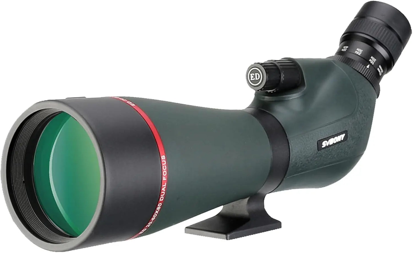 Angled 20-60x80 Spotting Scope, Dual Focus, IPX7 Waterproof.