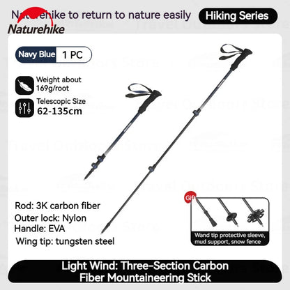 Hiking Stick Carbon Fiber Telescopic Ultralight Outdoor trekking